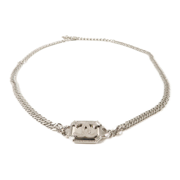 CHANEL CC Waist Chain Belt B22/P Metal Silver