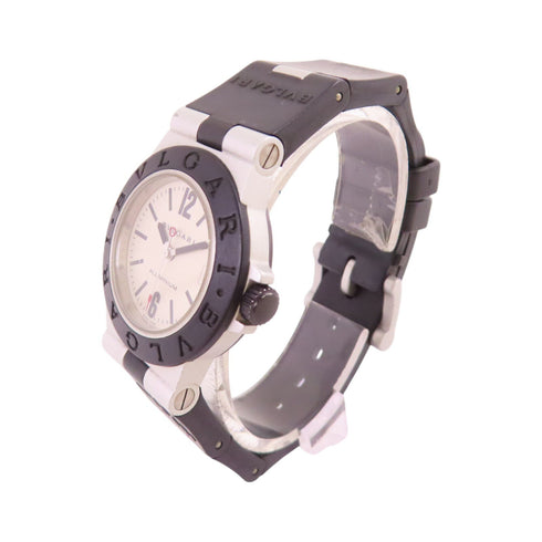BVLGARI Diagono AL32A Quartz Watch Rubber Belt Aluminium