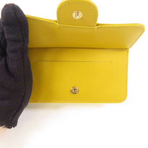 CHANEL CC GHW 2.55 Card Case Leather Yellow