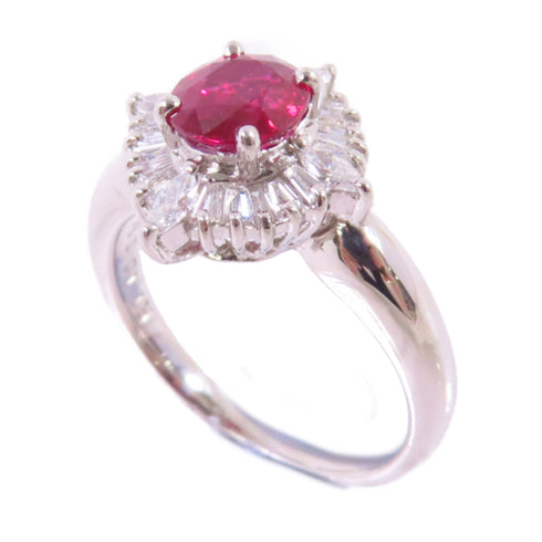 FINE JEWELRY 1.10ct Ruby 0.38ct Diamond Ring US#5.75 PT900 Platinum