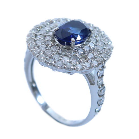Fine Jewelry 2.03ct Sapphire 1.53ct Diamond Ring US#6 6.2g PT900 Platinum