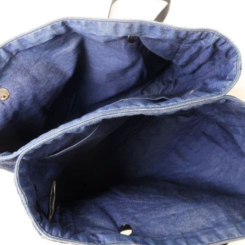 HERMES PHW Shoulder Bag Canvas Navy