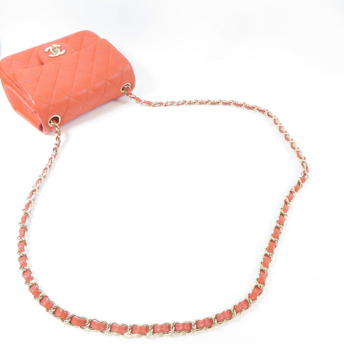 CHANEL CC GHW Mini Classic Hangbag Shoulder Bag A35200 Caviar Leather Orange