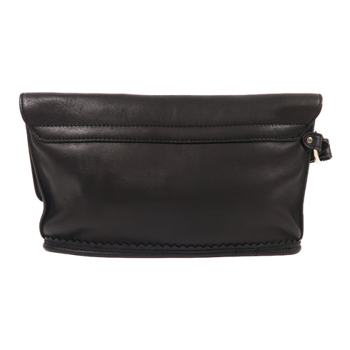 Alexander McQueen GHW Clutch Bag Pouch Calfskin Leather Black