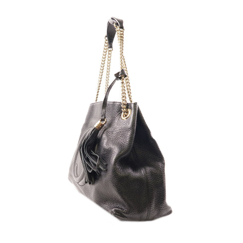 GUCCI GG GHW Shoulder Bag 308982 Calfskin Leather Black