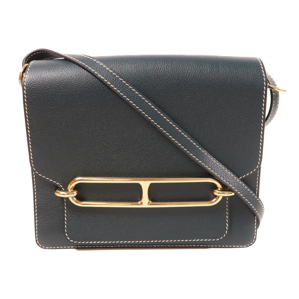 HERMES GHW Roulis 23 Shoulder Bag Evercolor Leather Vert Cypres Green