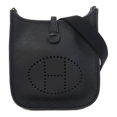 HERMES GHW Evelyne TPM Shoulder Bag Taurillon Clemence Black