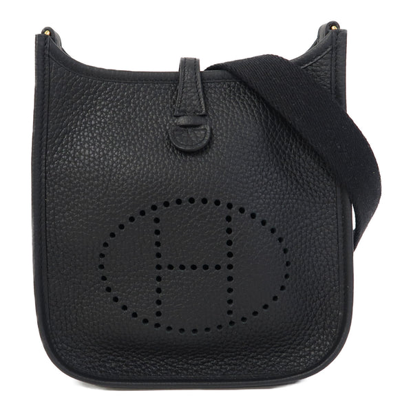 HERMES GHW Evelyne TPM Shoulder Bag Taurillon Clemence Black