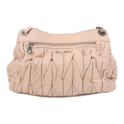 Miu Miu SHW Chain Shoulder Bag Calfskin Leather Pink v1