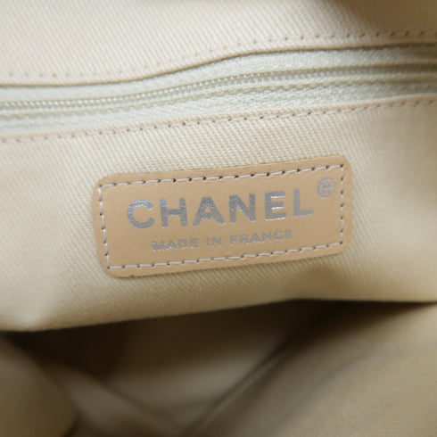 CHANEL Quilted CC SHW Flower Tote Tote Bag Handbag Denim Blue/Beige