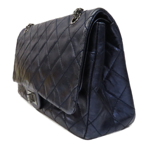 CHANEL Quilted CC SHW 2.55 Chain Shoulder Bag Calfskin Leather Navy