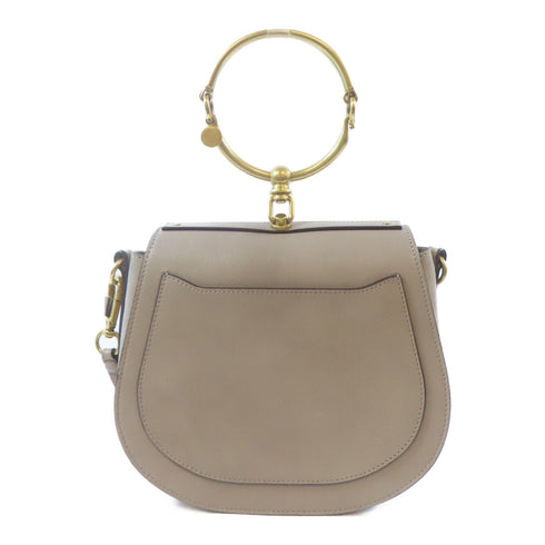 CHLOE GHW Nile Medium 2 Way Shoulder Handbag Leather Gray