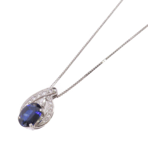 FINE JEWELRY 1.73ct Sapphire 0.24ct Diamond Necklace PT850 Platinum