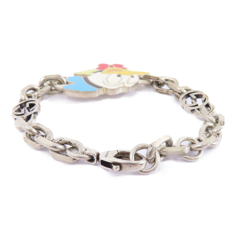 GUCCI GG Donald Duck Bracelet Accessories Metal Silver Light Blue White