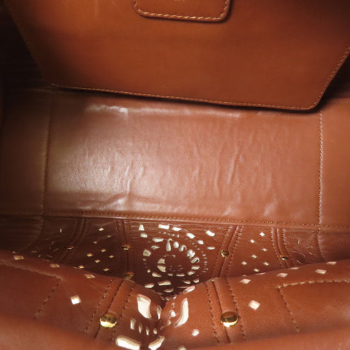 LOEWE GHW Lace Amazona Handbag Lambskin Leather Beige/Brown