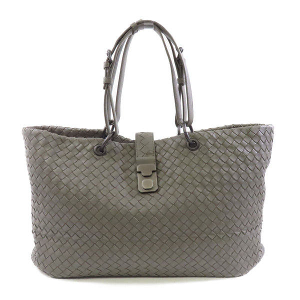 BOTTEGA VENETA BV Shoulder Bag Handbag Lambskin Leather Grey Gray