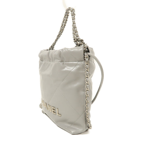 CHANEL CC SHW Mini Chanel 22 2 Way Shoulder Handbag AS3980 Lambskin Leather Gray