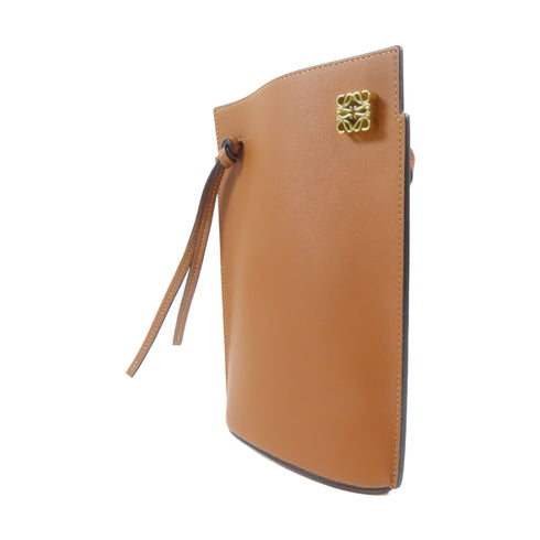LOEWE GHW Dice Pocket Shoulder Bag C630R12X01 Calfskin Leather Brown
