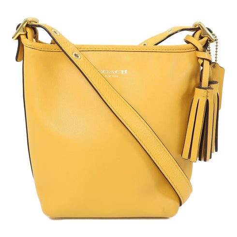 COACH GHW Legacy Leather Shoulder Bag Calfskin Leather Yellow