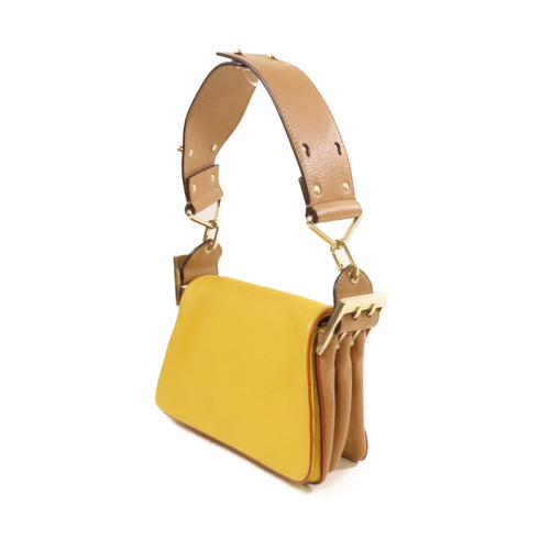 Chloe GHW Shoulder Bag Handbag Calfskin Leather Yellow Brown