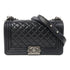 CHANEL Quilted CC SHW Boy 25 Chain Shoulder Bag Leather Black