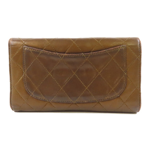 CHANEL CC SHW Long Wallet Lambskin Leather Brown