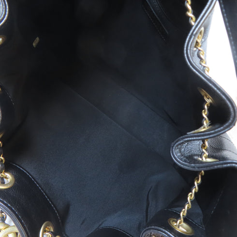 CHANEL CC GHW 2way Chain Shoulder Hand Bag Calfskin Leather Black