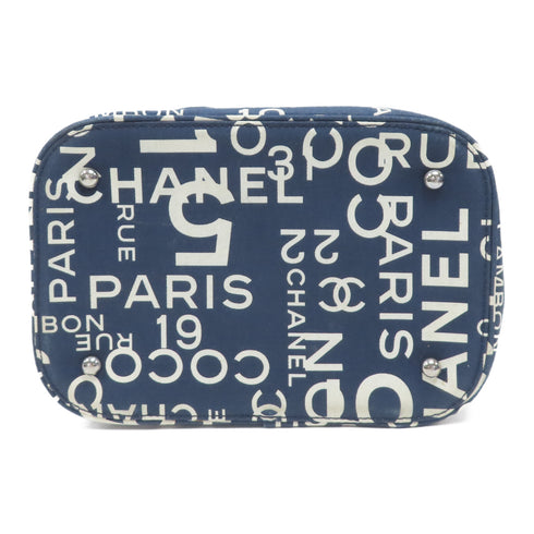 CHANEL CC SHW Vintage Vanity Case Handbag Canvas Blue