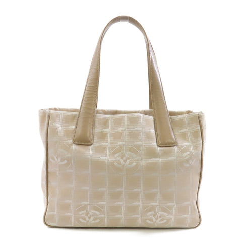 CHANEL CC GHW New Travel Line Tote Bag Handbag Nylon Beige