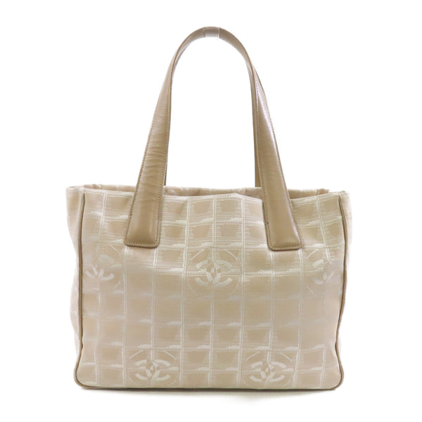 CHANEL CC GHW New Travel Line Tote Bag Handbag Nylon Beige