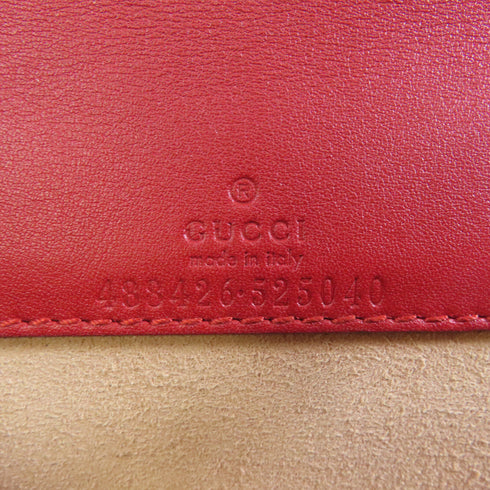 GUCCI GHW GG Marmont Chain Shoulder Bag 488426 Calfskin Leather Red