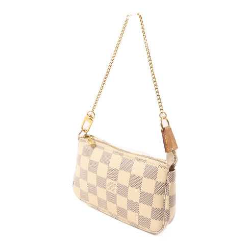 LOUIS VUITTON LV GHW Mini Pochette Accessoires Handbag N58010 Damier Azur White