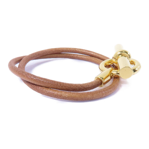 HERMES Glenan Choker Calfskin Leather Brown