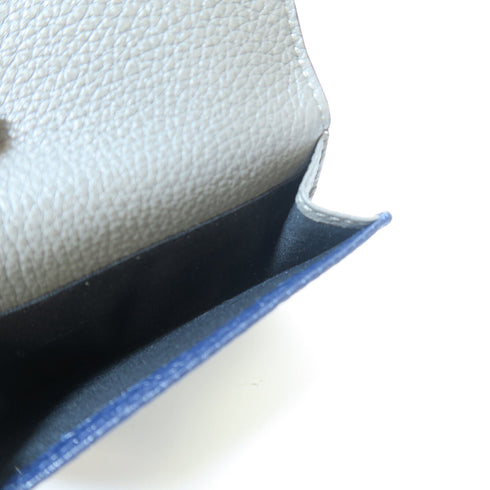 FENDI SHW Trifold Wallet Calfskin Leather Blue