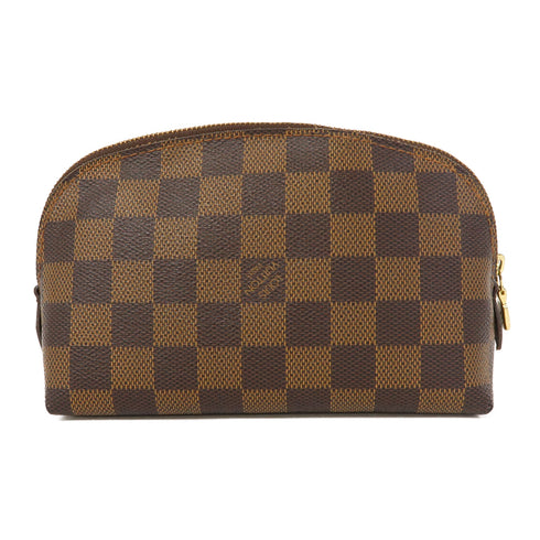 LOUIS VUITTON LV GHW Cosmetic Pouch PM Clutch N47516 Damier Ebene Brown