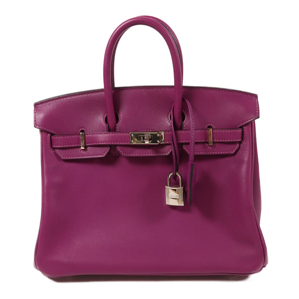 HERMES PHW Birkin 25 Handbag Veau Swift Leather Anemone