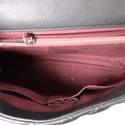 CHANEL Quilted CC SHW Coco Handle Medium 2 Way Bag Calfskin Leather Black