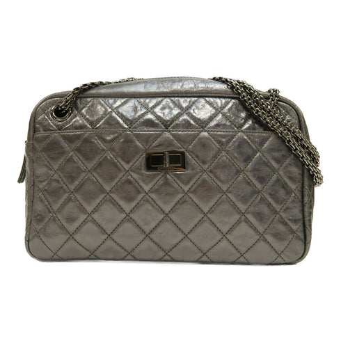 CHANEL Quilted CC SHW 2.55 Chain Shoulder Bag Calfskin Leather Silver