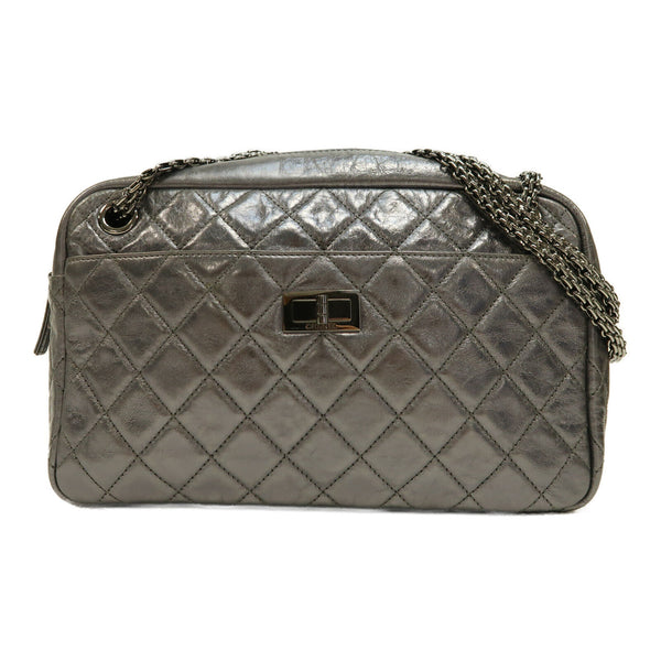 CHANEL Quilted CC SHW 2.55 Chain Shoulder Bag Calfskin Leather Silver