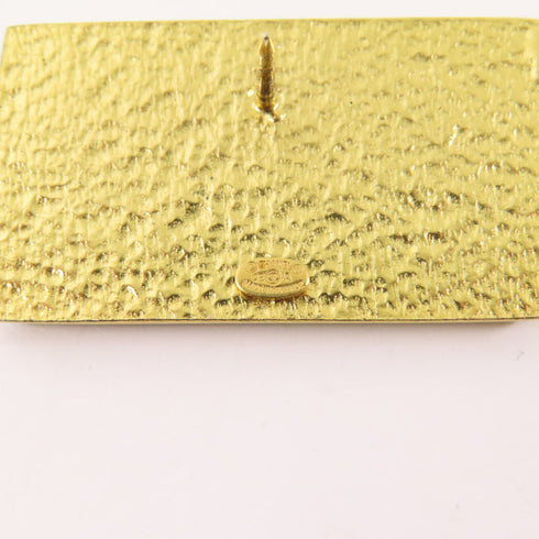 CHANEL CC Brooch Pin Metal PVC Black Gold White