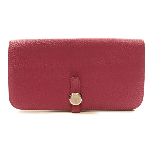 HERMES PHW Dogon Long Wallet Togo Leather L3 Rose Pourpre