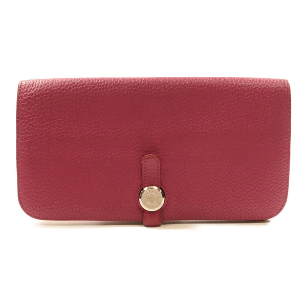 HERMES PHW Dogon Long Wallet Togo Leather L3 Rose Pourpre