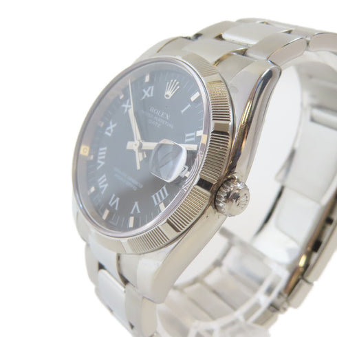 ROLEX Date Automatic Movement Watch 115210 18K White Gold Stainless Steel Black