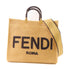 FENDI GHW Sunshine Medium Tote 2 Way Shoulder Bag 8BH386 AAYV Woven Straw Beige