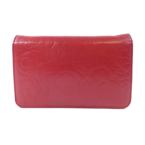 CHANEL CC SHW WOC Wallet On Chain Shoulder Crossbody Bag Lambskin Leather Red
