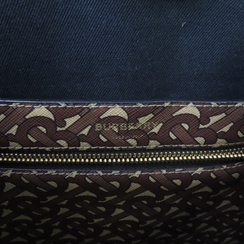 BURBERRY Tote Bag Shoulder Bag Coated Canvas Brown Black White