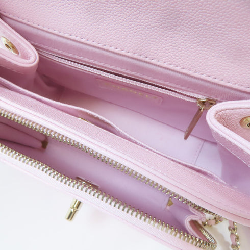 CHANEL Quilted CC GHW 2 Way Chain Shoulder Bag Leather Pink