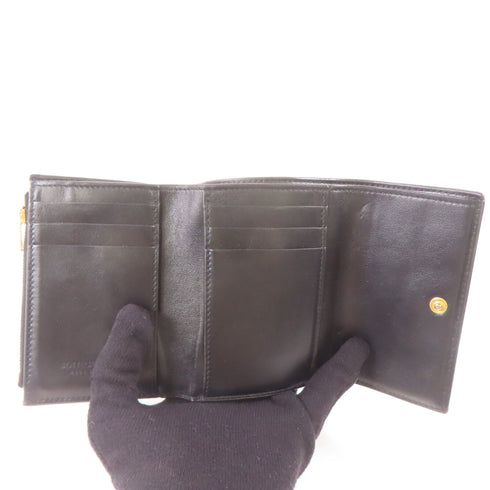 BOTTEGA VENETA BV GHW Fold Wallet Lambskin Leather Black Brown