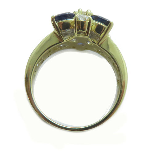 FINE JEWELRY 1.17ct Sapphire 0.65ct Diamond Ring 18K Yellow Gold US#6.5