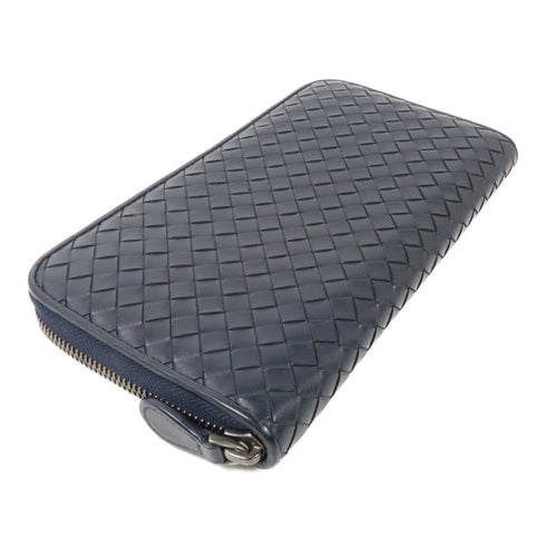 BOTTEGA VENETA BV Zipped Long Wallet Intrecciato Leather Blue